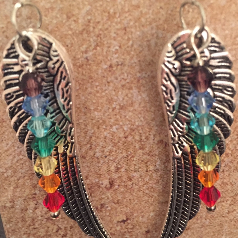 COPY - Chakra large angel wing with Swarovski crystals